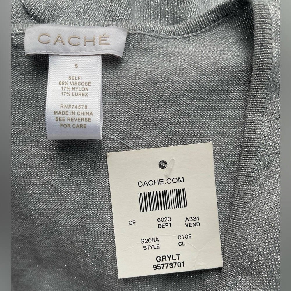 Nwt Cache Sweater. Gray With Silver Thread. Side … - image 2
